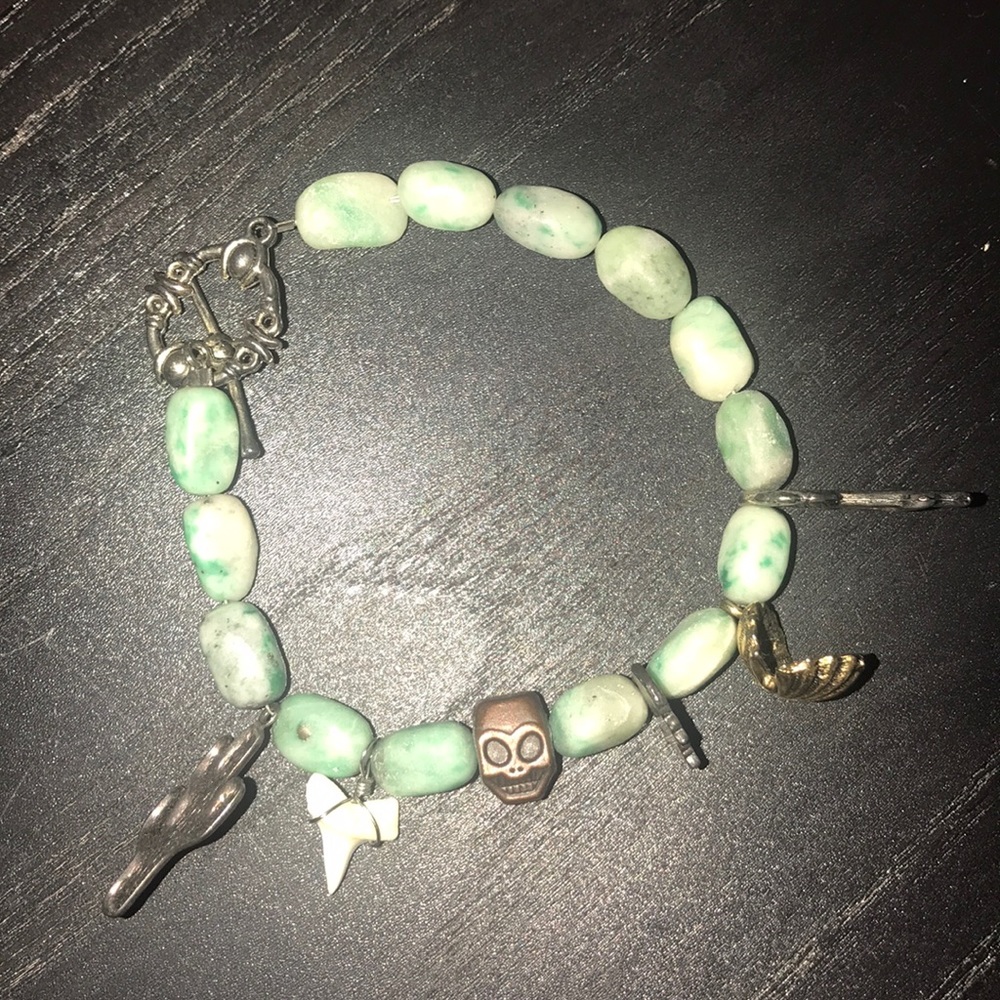 Handmade boho jade charm bracelet
